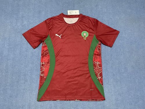 Fans Version 2025 Morocco Red Soccer Training Jersey Football Pre-match Shirt