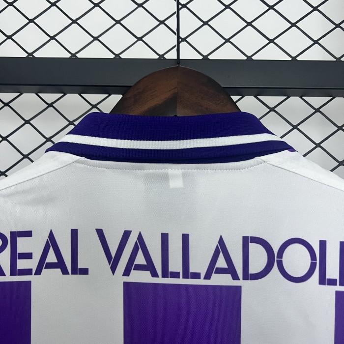 with LFP Patch Retro Jersey 1995-1996 Real Valladolid Home Soccer Jersey Vintage Football Shirt