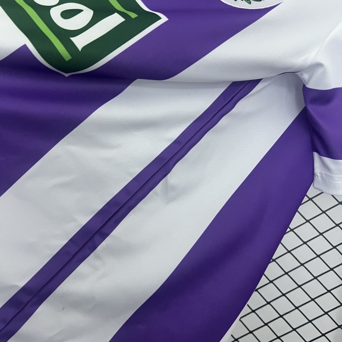 with LFP Patch Retro Jersey 1995-1996 Real Valladolid Home Soccer Jersey Vintage Football Shirt