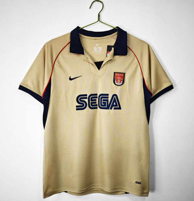 Retro Jersey 2001-2002 Arsenal Away Gold Soccer Jersey Vintage Football Shirt
