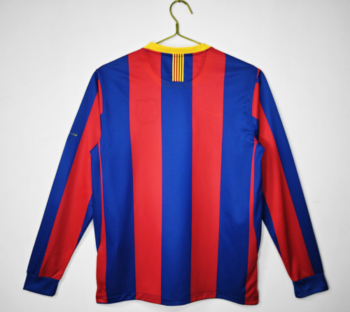 with Front Lettering Long Sleeve Retro Jersey Barcelona 2010-2011 UCL Final Home Soccer Jersey Vintage Football Shirt