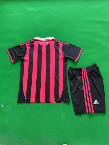 Retro Youth Uniform Kids Kit 2009-2010 AC Milan Home Soccer Jersey Shorts Vintage Child Football Set
