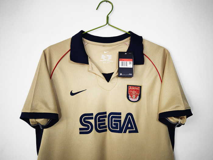 Retro Jersey 2001-2002 Arsenal Away Gold Soccer Jersey Vintage Football Shirt