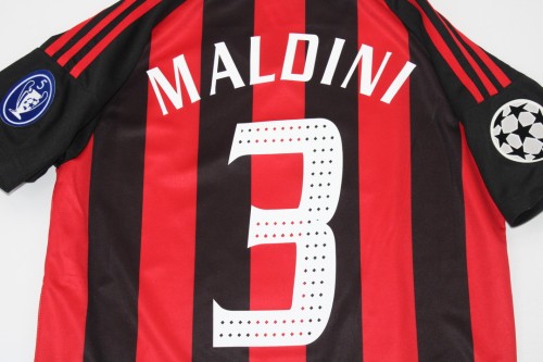 with UCL+Trophy 5 Patch Retro Jersey 2002-2003 AC Milan MALDINI 3 Home Soccer Jersey Vintage Football Shirt