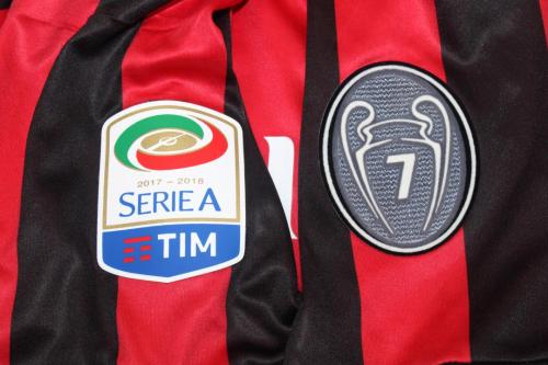 with Serie A+Trophy 7 Patch Retro Jersey 2017-2018 AC Milan Home Soccer Jersey Vintage Football Shirt