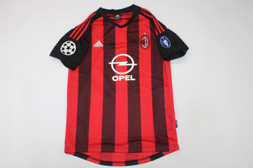 with UCL+Trophy 5 Patch Retro Jersey 2002-2003 AC Milan Home Soccer Jersey