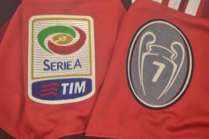 with Serie A+Trophy 7 Patch Retro Jersey 2014-2015 AC Milan Home Soccer Jersey Vintage Football Shirt