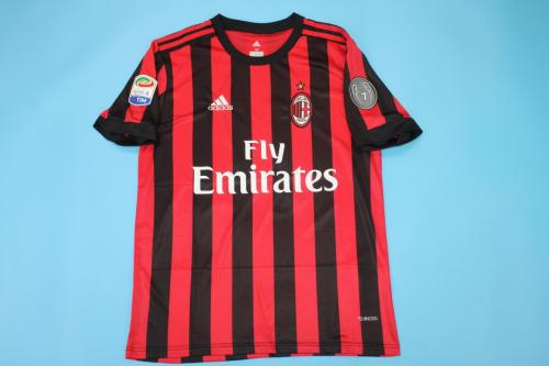 with Serie A+Trophy 7 Patch Retro Jersey 2017-2018 AC Milan Home Soccer Jersey Vintage Football Shirt