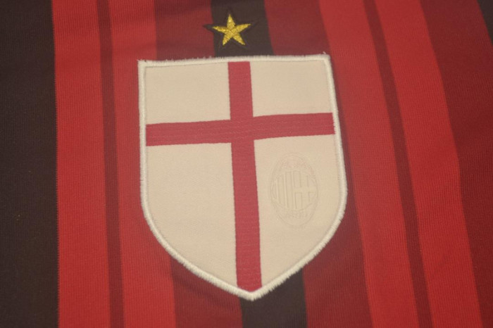 with Serie A+Trophy 7 Patch Retro Jersey 2014-2015 AC Milan Home Soccer Jersey Vintage Football Shirt