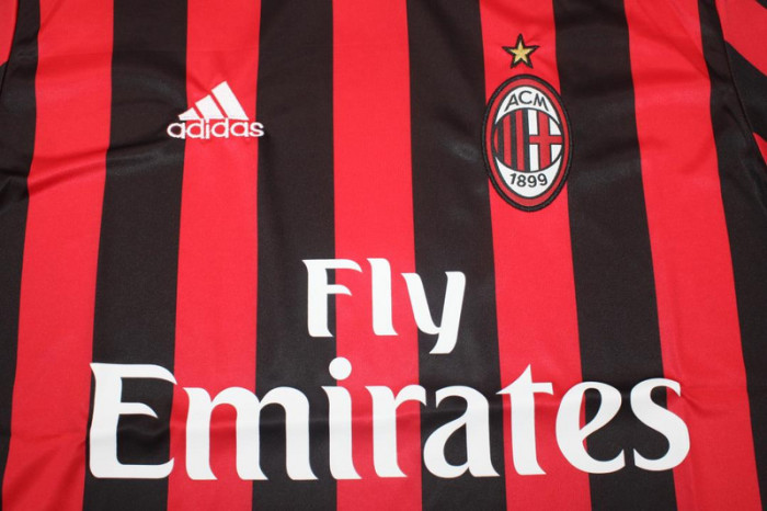 with Serie A+Trophy 7 Patch Retro Jersey 2017-2018 AC Milan Home Soccer Jersey Vintage Football Shirt