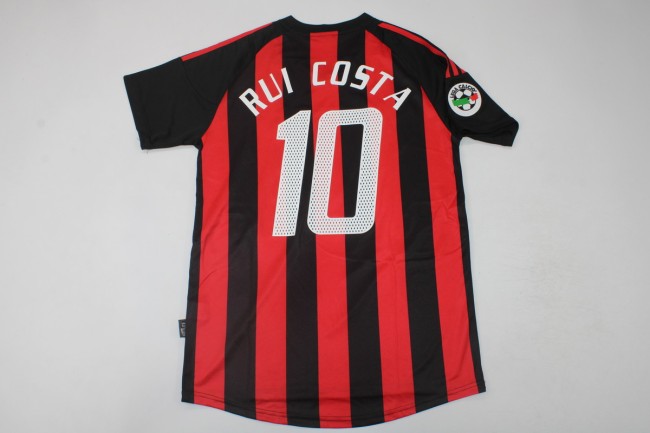 with Serie A Patch Retro Jersey 2002-2003 AC Milan RUI COSTA 10 Home Soccer Jersey Vintage Football Shirt