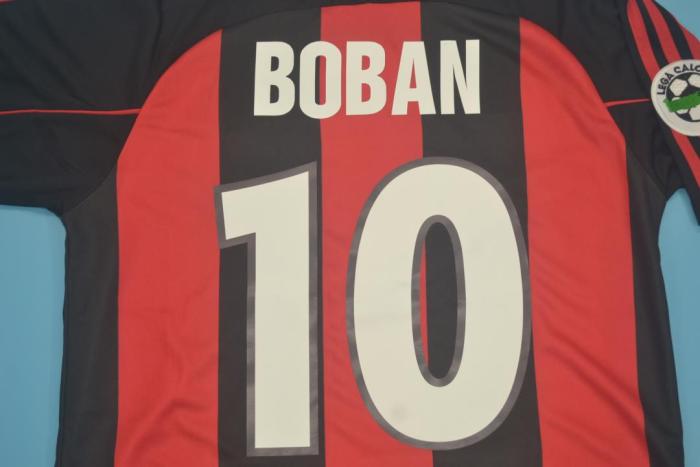 with Serie A Patch Retro Jersey 2000-2002 AC Milan BOBAN 10 Home Soccer Jersey Vintage Football Shirt