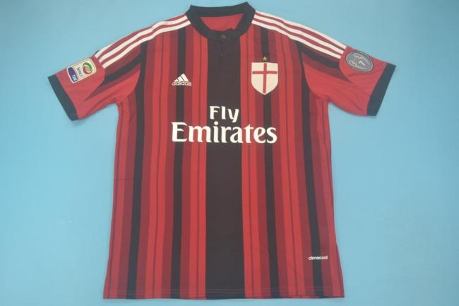 with Serie A+Trophy 7 Patch Retro Jersey 2014-2015 AC Milan Home Soccer Jersey Vintage Football Shirt