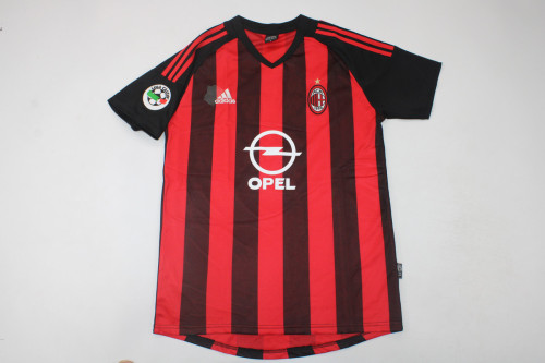 with Serie A Patch Retro Jersey 2002-2003 AC Milan Home Soccer Jersey Vintage Football Shirt
