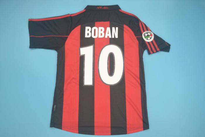 with Serie A Patch Retro Jersey 2000-2002 AC Milan BOBAN 10 Home Soccer Jersey Vintage Football Shirt