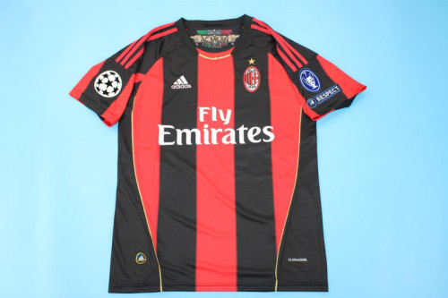 with UCL+Trophy 7 Patch Retro Jersey 2010-2011 AC Milan Home Soccer Jersey Vintage Football Shirt