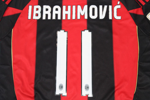 with Serie A+Trophy 7 Patch Retro Jersey 2010-2011 AC Milan IBRAHIMOVIC 11 Home Soccer Jersey Vintage Football Shirt