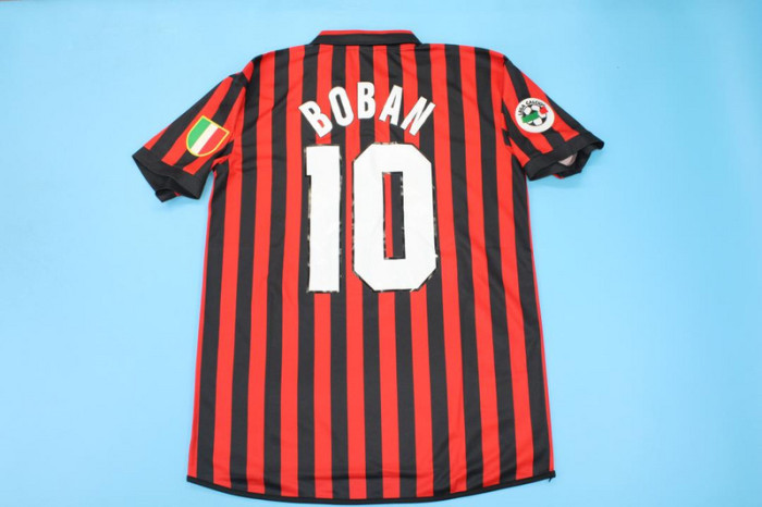 with Serie A+Scudetto Patch Retro Jersey 1999-2000 AC Milan BOBAN 10 Home Red Soccer Jersey AC Vintage Football Shirt