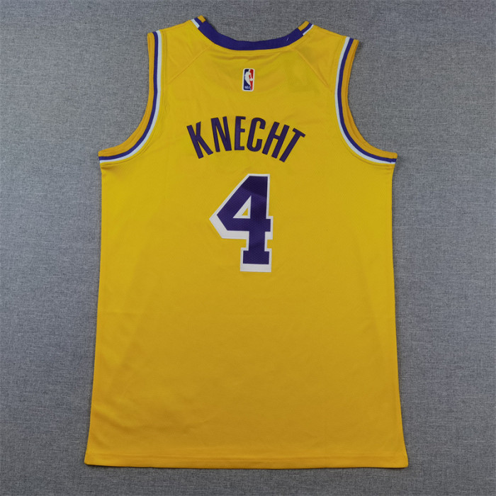 Los Angeles Lakers 4 KNECHT Yellow NBA Jersey Basketball Shirt