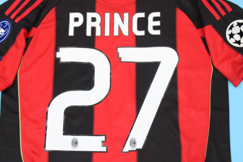 with UCL+Trophy 7 Patch Retro Jersey 2010-2011 AC Milan PRINCE 27 Home Soccer Jersey Vintage Football Shirt