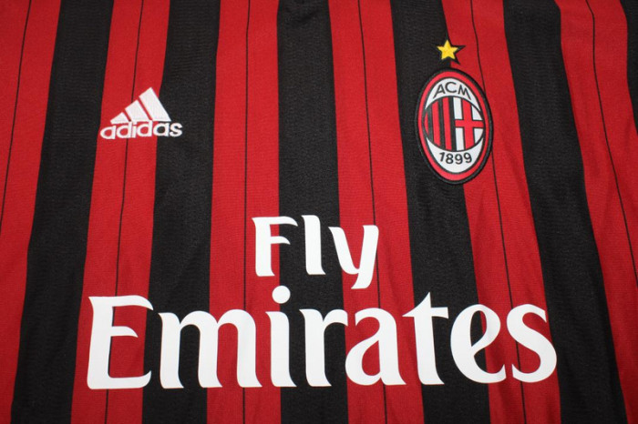 with Serie A+Trophy 7 Patch Retro Jersey Long Sleeve 2013-2014 AC Milan Home Soccer Jersey Vintage Football Shirt