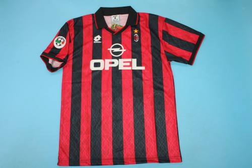 with Serie A Patch Retro Jersey 1995-1996 AC Milan Home Soccer Jersey Vintage Football Shirt