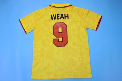 Retro Jersey 1995-1996 AC Milan WEAH 9 Third Away Yellow Soccer Jersey Vintage Football Shirt