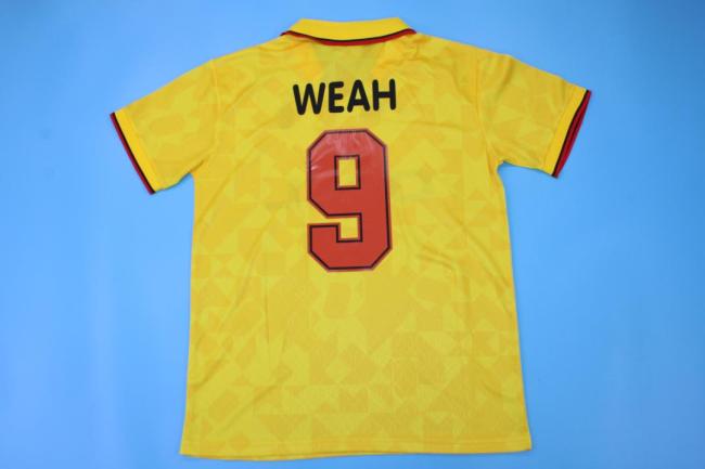 Retro Jersey 1995-1996 AC Milan WEAH 9 Third Away Yellow Soccer Jersey Vintage Football Shirt
