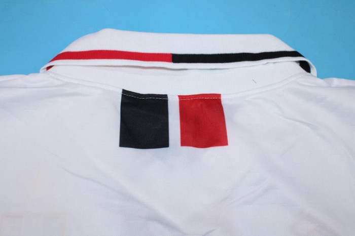 with UCL Patch Retro Jersey 1996-1997 AC Milan Away White Soccer Jersey Vintage Football Shirt