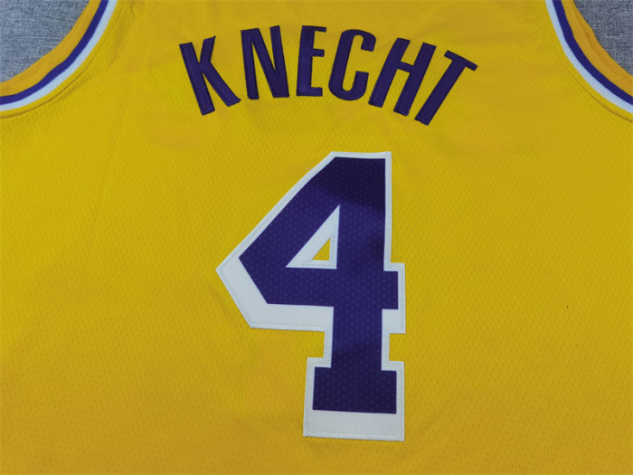 Los Angeles Lakers 4 KNECHT Yellow NBA Jersey Basketball Shirt