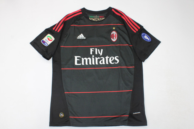 with Serie A+Trophy 7 Patch Retro Jersey 2010-2011 AC Milan Away Black Soccer Jersey Vintage Football Shirt