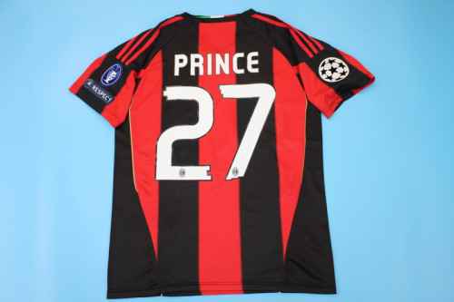 with UCL+Trophy 7 Patch Retro Jersey 2010-2011 AC Milan PRINCE 27 Home Soccer Jersey Vintage Football Shirt