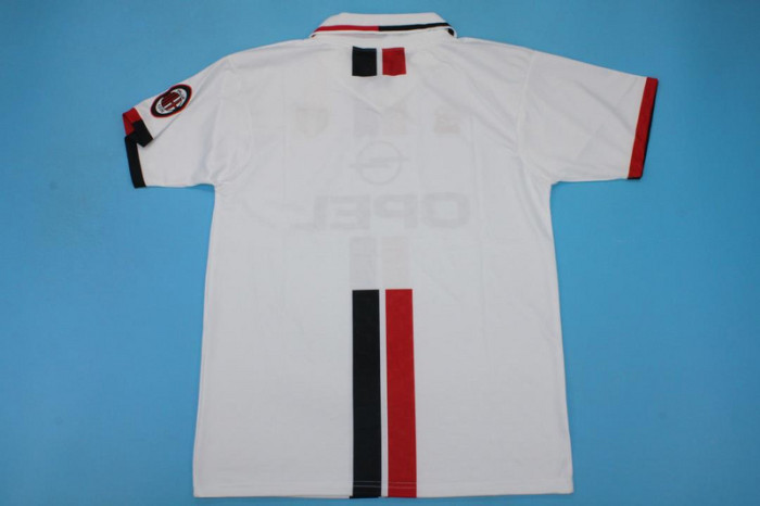 with UCL Patch Retro Jersey 1996-1997 AC Milan Away White Soccer Jersey Vintage Football Shirt