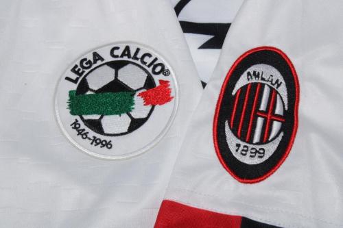 with Serie A Patch Retro Jersey 1996-1997 AC Milan Away White Soccer Jersey Vintage Football Shirt