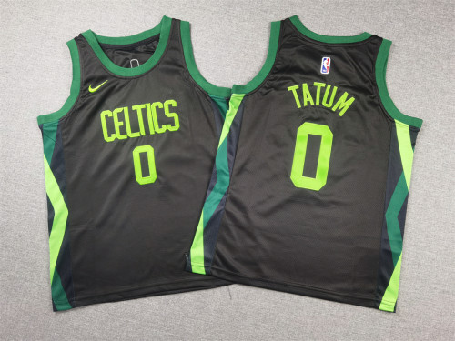 Youth 2025 City Edition Boston Celtics 0 TATUM Black/Green NBA Jersey Child Basketball Shirt
