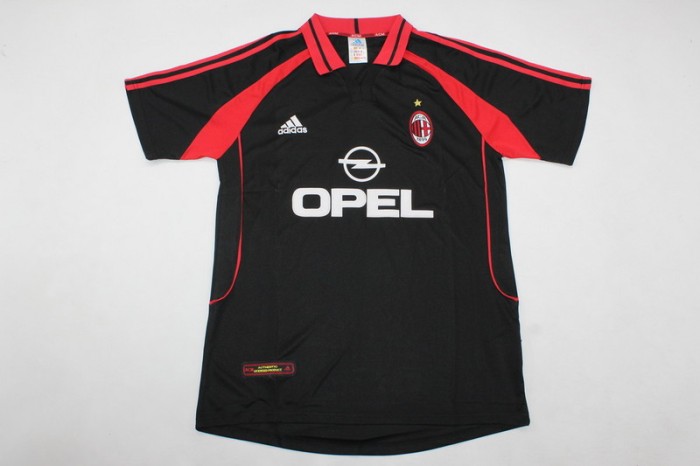 Retro Jersey 2000-2001 AC Milan MALDINI 3 Away Black Soccer Jersey Vintage Football Shirt