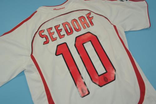 with UCL Patch+Front Lettering Retro Jersey 2006-2007 Ac Milan SEEDORF 10 Champions League Away White Soccer Jersey