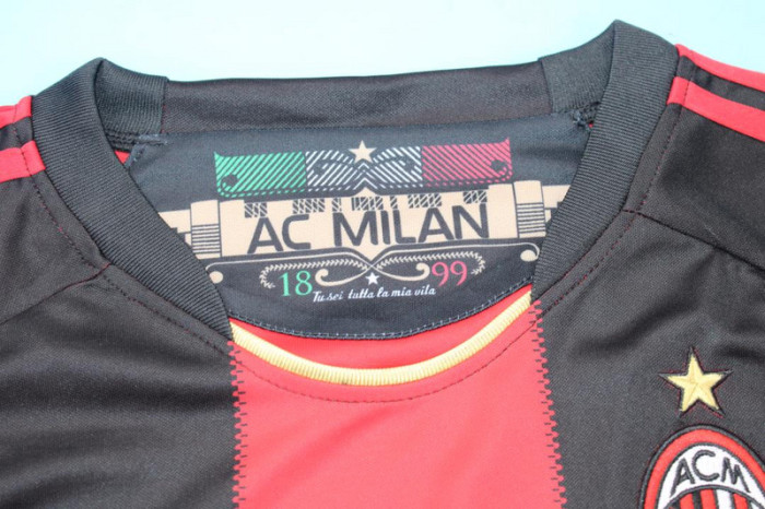 with Front Lettering+Serie A+Trophy 7 Patch Retro Jersey 2010-2011 AC Milan Home Soccer Jersey Vintage Football Shirt