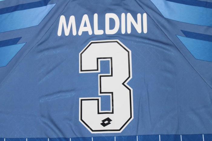 Retro Jersey 1995-1996 AC Milan MALDINI 3 Away Blue Soccer Jersey Vintage Football Shirt
