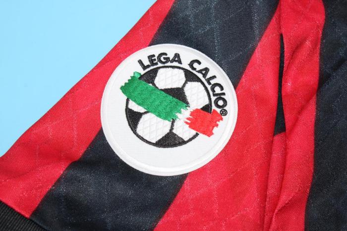 with Serie A Patch Retro Jersey 1995-1996 AC Milan BAGGIO 18 Home Soccer Jersey Vintage Football Shirt