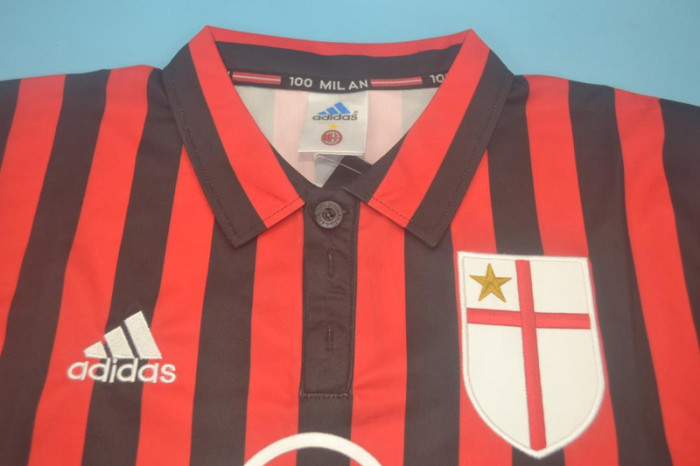 with Serie A+Scudetto Patch Retro Jersey AC Milan 1999-2000 Home Red Soccer Jersey AC Vintage Football Shirt