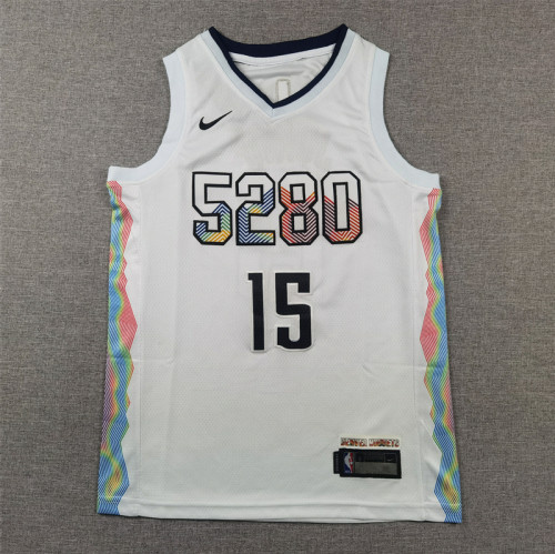 Youth 2025 City Edition Nikola Jokic 15 White Denver Nuggets NBA Jersey Child Basketball Shirt