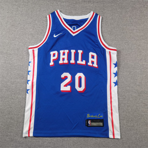 Youth Philadelphia 76ers 20 McCAIN Blue NBA Jersey Child Basketball Shirt