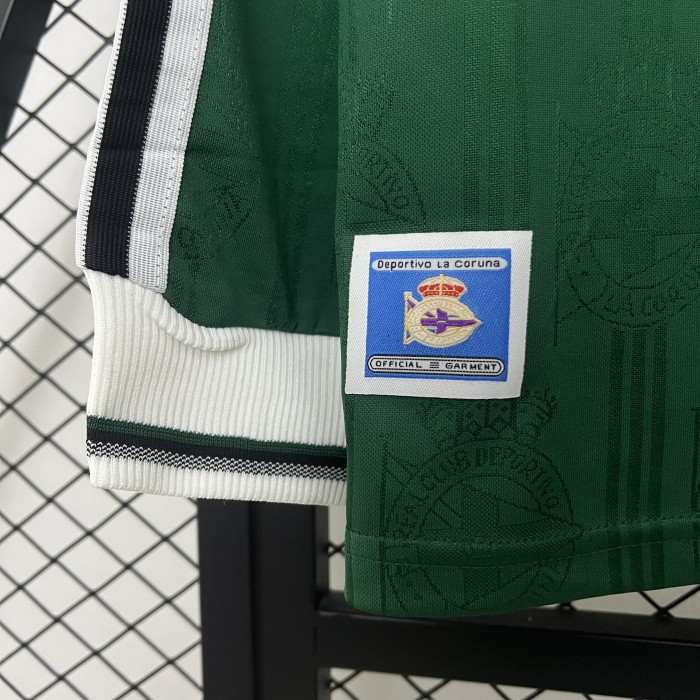 Long Sleeve Retro Jersey 1999-2000 Deportivo La Coruna Away Green Soccer Jersey Vintage Football Shirt