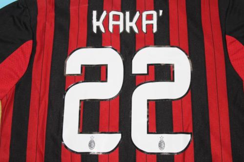 with Serie A+Trophy 7 Patch Retro Jersey Long Sleeve 2013-2014 AC Milan KAKA' 22 Home Soccer Jersey Vintage Football Shirt