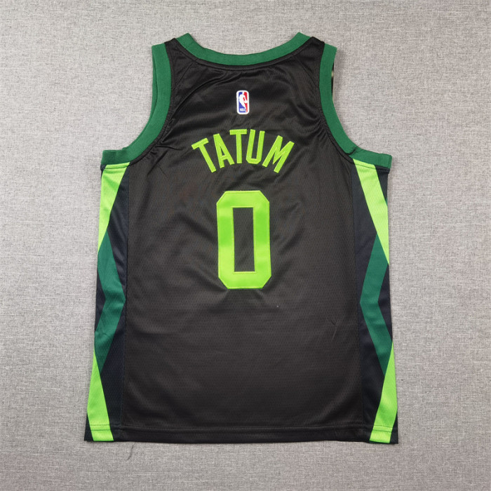 Youth 2025 City Edition Boston Celtics 0 TATUM Black/Green NBA Jersey Child Basketball Shirt