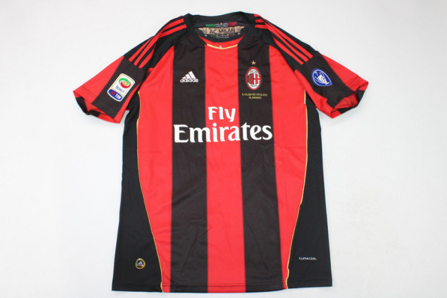 with Front Lettering+Serie A+Trophy 7 Patch Retro Jersey 2010-2011 AC Milan Home Soccer Jersey Vintage Football Shirt