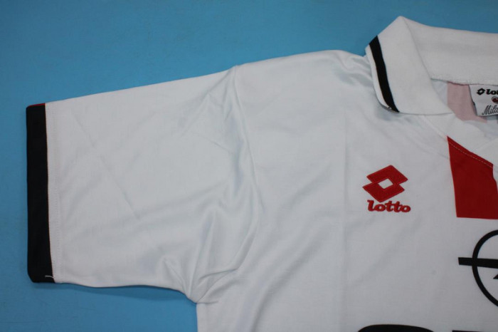 with UCL Patch Retro Jersey 1996-1997 AC Milan Away White Soccer Jersey Vintage Football Shirt