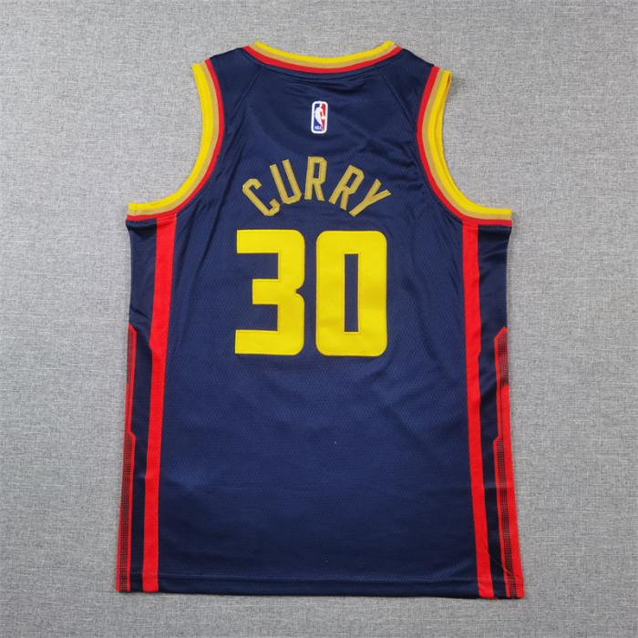Youth 2025 City Edition Warriors 30 CURRY NBA Jersey Dark Blue/Red Child Basketball Shirt