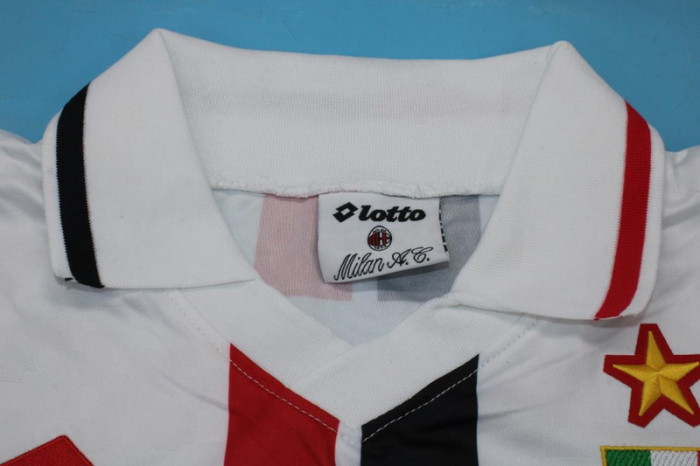 with UCL Patch Retro Jersey 1996-1997 AC Milan Away White Soccer Jersey Vintage Football Shirt